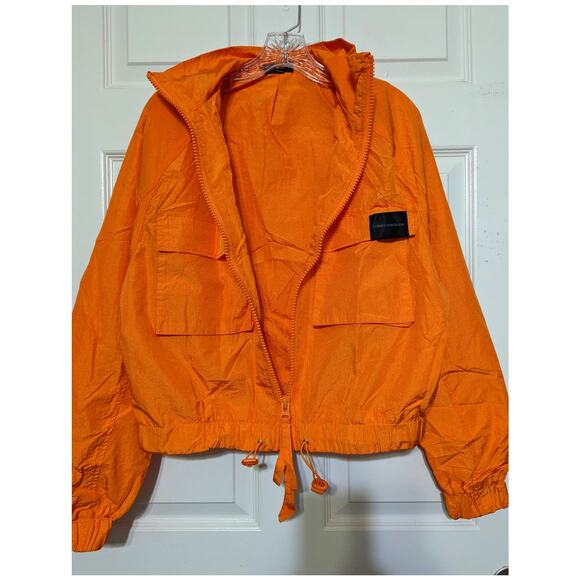 Naked Wardrobe Windbreaker Jacket Size Small Full Zip Pocket Utility Orange, S - Picture 6 of 12